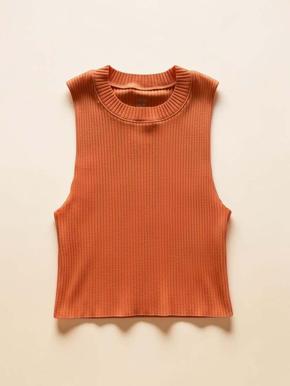 Aerie Ribbed Crew Neck Sleeveless Muscle Tank Crop Top in Orange‎